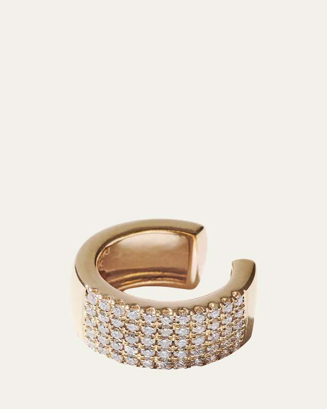 14K Gold Thick Diamond Ear Cuff, Single